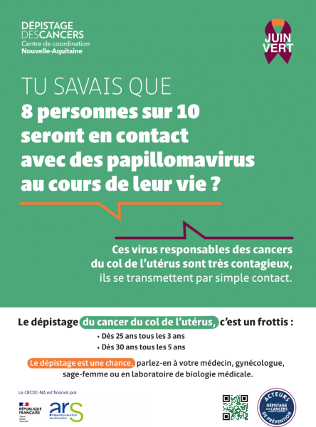 Affiches juin vert 24-3 cancers col de l'utérus Affiches juin vert 24-3