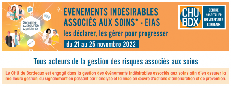 bandeau événement indésirables associés aux soins CHU de Bordeaux