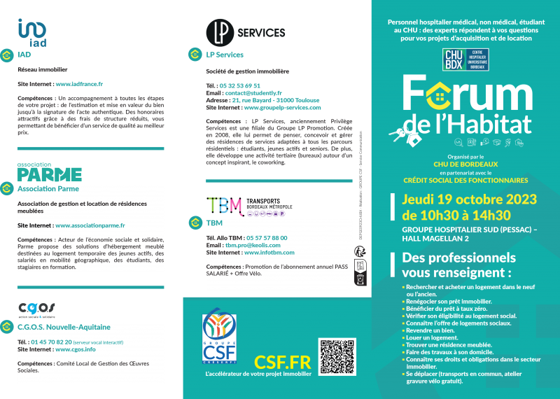 flyer forum de l'habitat CHU de Bordeaux 2023