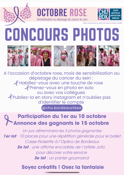 Flyer jeu concours octobre rose 2024CHU de bordeaux
