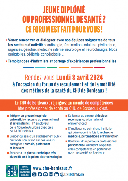 Flyer forum de recrutement 2024 chu de bordeaux