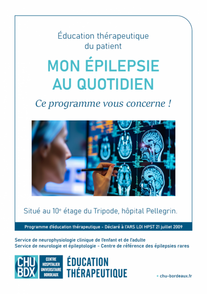 Page couverture dépliant présentation du programme ETP epilepsie CHU de Bordeaux