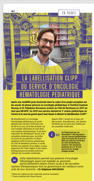 Labellisation CLIPP du service oncologie hématologie pédiatrique