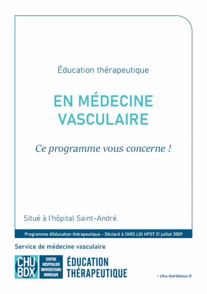 Page couverture dépliant présentation du programme d'éducation thérapeutique ETP médecine vasculaire