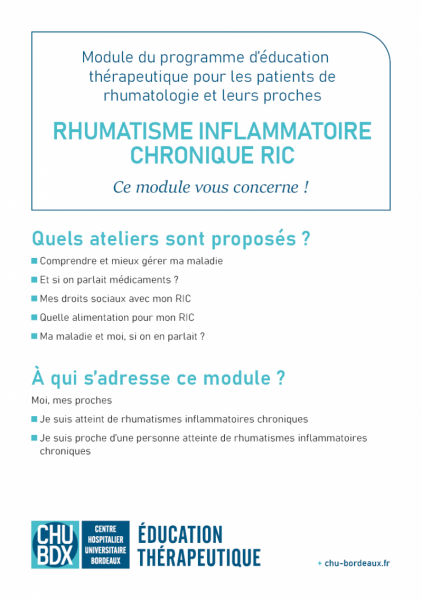 ETP Flyer Rhumatisme inflammatoire chronique RIC CHU de Bordeaux