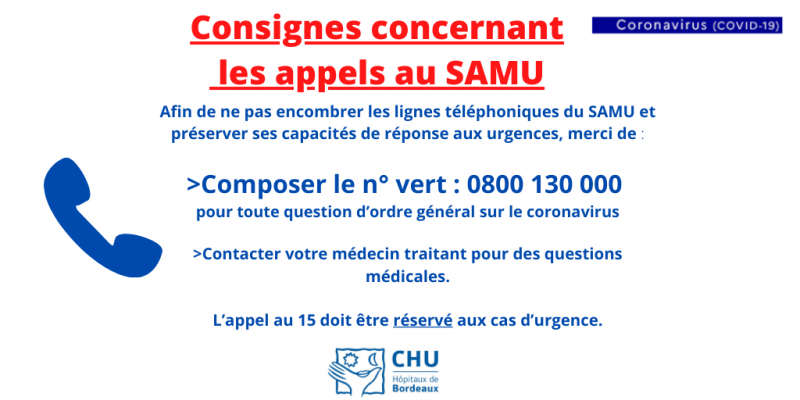 Consignes concernant les appels au SAMU