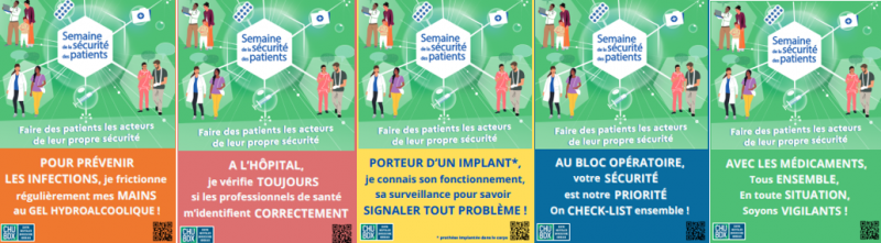 affiches sécurité patient CHU de Bordeaux 2023