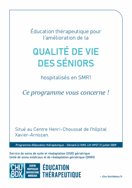 Page couverture dépliant présentation du programme ETP Qualité de vie des séniors