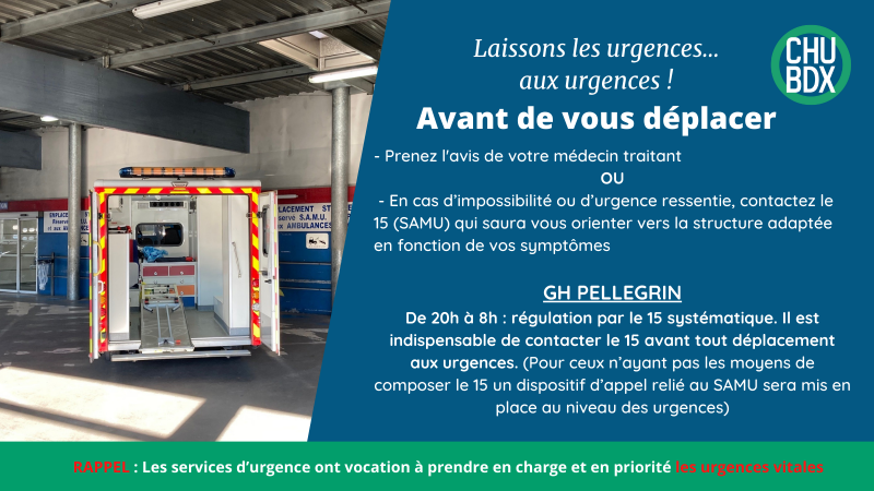 Modification des modalités d'accès de nuit aux urgences adultes du groupe hospitalier Pellegrin