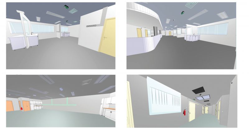 Modélisation de l'existant issue du scan 3D, bâtiment URGENCES ADULTES situé sur le site de Pellegrin a Bordeaux,réalisé par ENJOY BIM DEPLOIEMENT DU BIM MODELISATION DE L'EXISTANT SCAN 3D	CONSTITUTION D'UNE BASE DE DONNEES