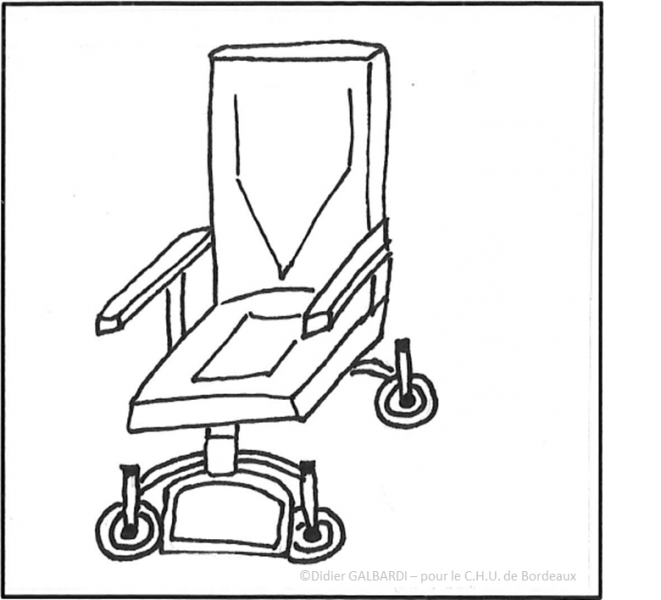 Installation dans un fauteuil d'examen fauteuil EEG
