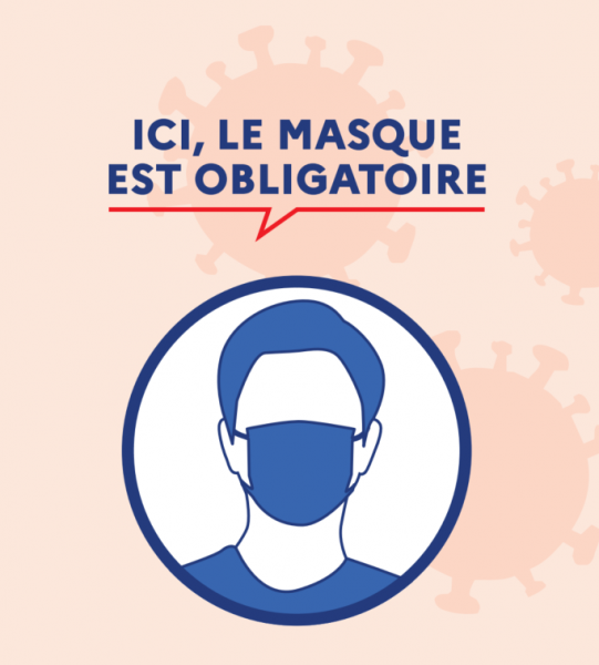 affiche "ici, le masque est obligatoire"