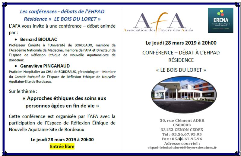 CONFERENCE DEBAT APPROCHE ETHIQUE DES SOINS 28 MARS 2019