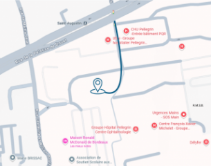 Plan de situation sur l'hôpital Pellegrin avec localisation du spectacle Plan de situation sur l'hôpital Pellegrin avec localisation du spectacle