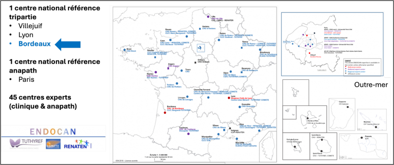 Figure 2 : Répartition des centres ENDOCAN labellisés par l'INCA 2025-2030 Figure 2 : Répartition des centres ENDOCAN labellisés par l'INCA 2025-2030