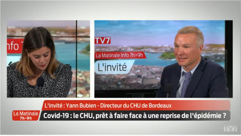 tv7 émission avec Yann Bubien DG du CHU de Bordeaux