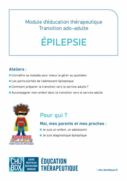 Page couverture flyer présentation du module transition ado/adulte ETP Épilepsie