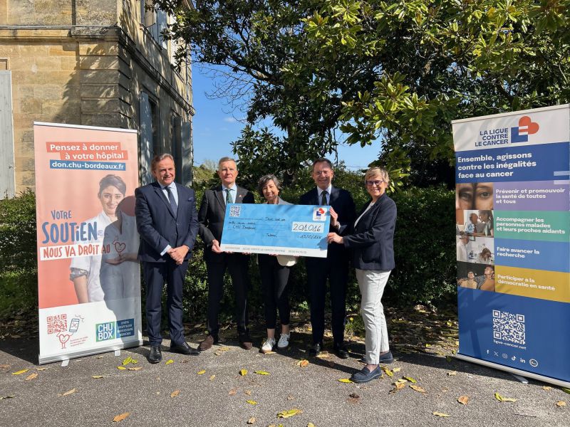 La Ligue contre le cancer remet un don de 201 016,17 euros aux équipes du CHU de Bordeaux La Ligue contre le cancer remet un don de 201 016,17 euros aux équipes du CHU de Bordeaux
