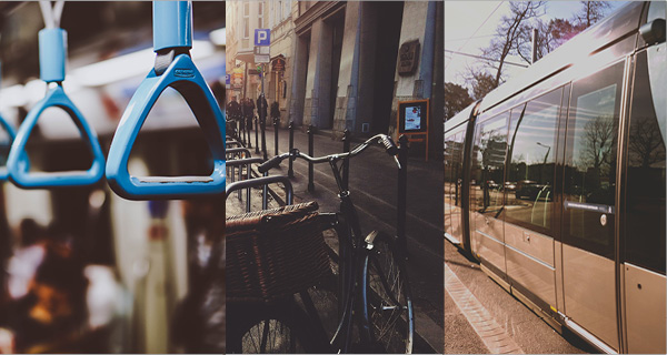 image vélo tram et bus