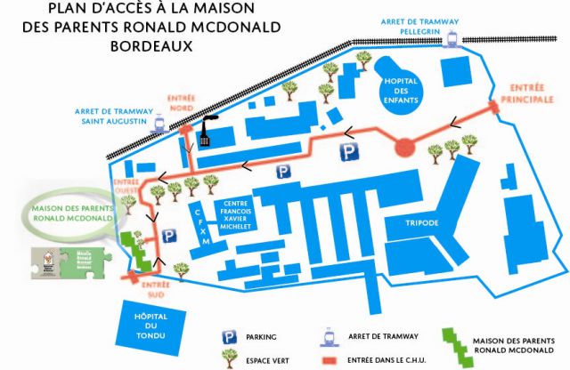 Plan Acces Maison Ronald McDonald CHU Bordeaux