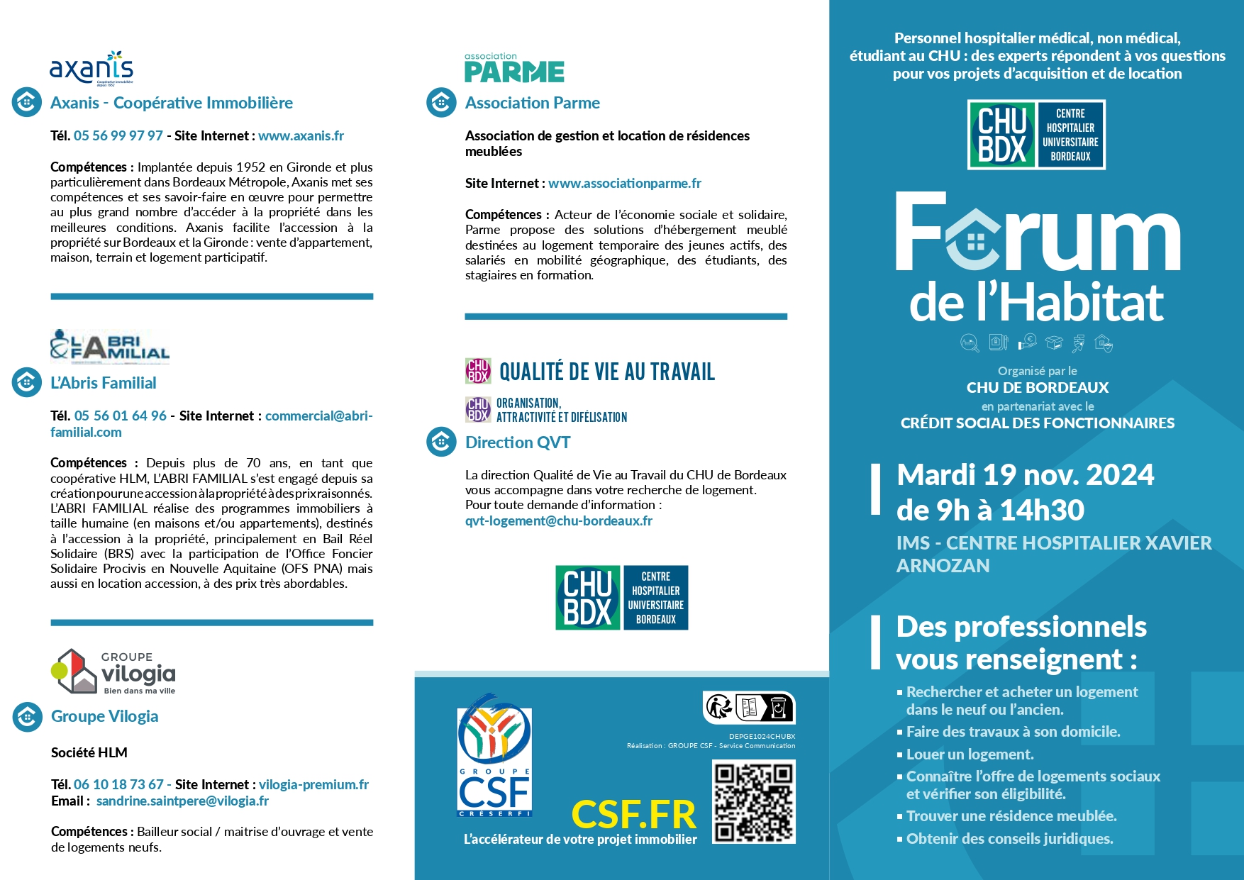 Programme forum de l'habitat 2024 CHU de Bordeaux
