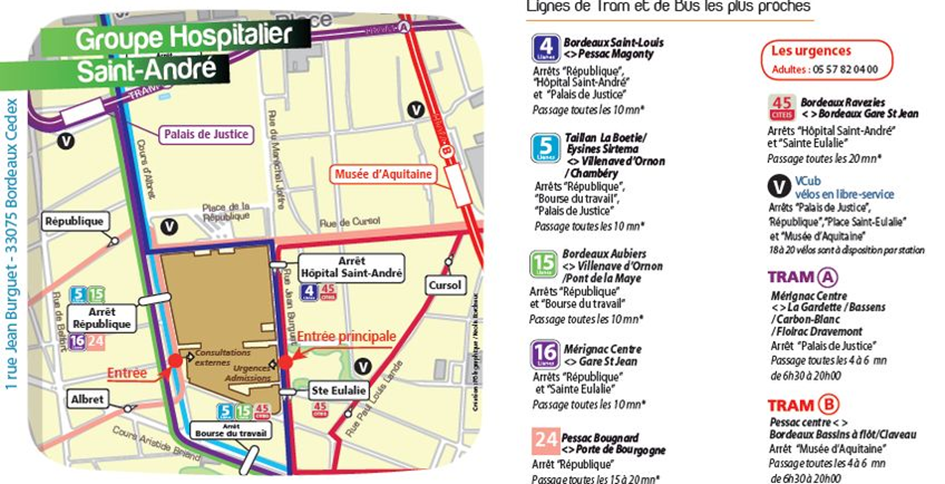 Plan accès SA tram et bus